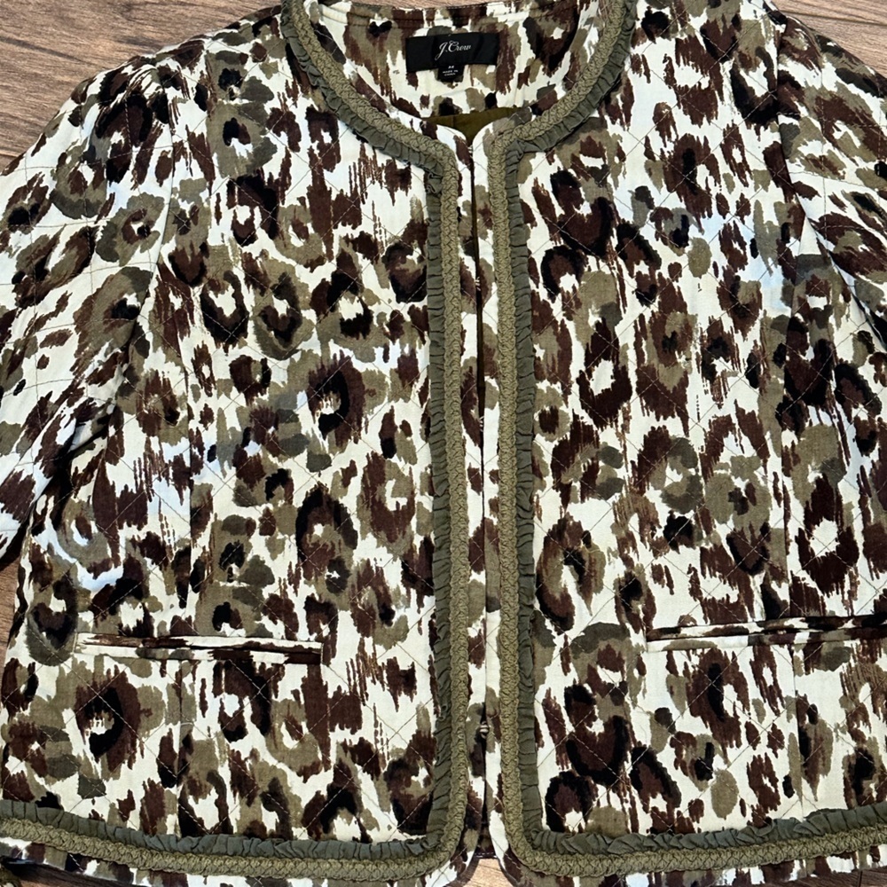 J Crew Quilted Lady Coat in Autumn Cheetah Size Medium - Picture 8 of 12